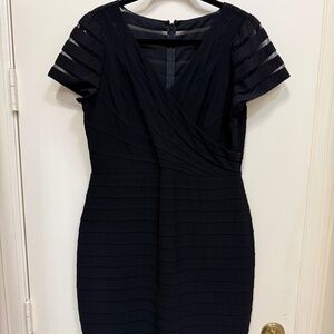 Adrianna Papell Black Knee Length Cocktail Dress. Size 12